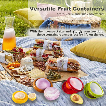 Set of 4 Reusable Storage Containers Avocado Saver Onion Keeper Tomato Holder Fruit Saver Fruit Organizer Soft Shell Food Container for Fridge Keep Fresh