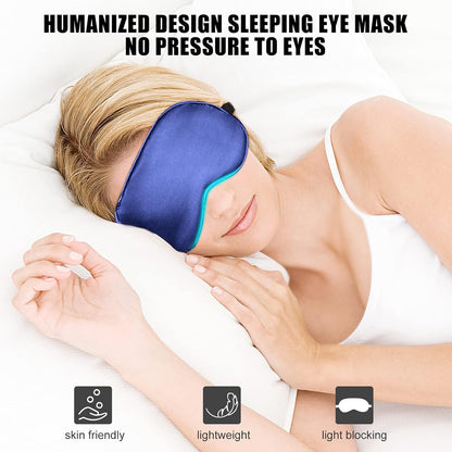 Silk Sleep Mask with Cooling Gel Eye Mask, Warm and Cold Compress, Heated Eye Mask for Tired Eyes, Stain Eye Cover Sleeping Mask for Travel, Home, Office, Yoga, Total Blackout (Black)