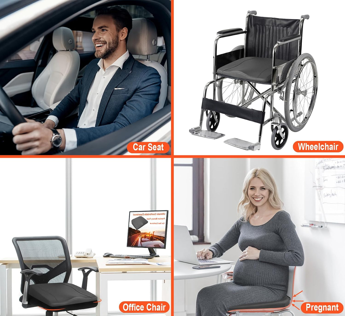 Lofty Aim Car Seat Cushion, Memory Foam Car Seat Cushions for Long Driving | Comfy Car Seat Pillow for Pain Relief, Driver Seat Cushion Adds Height, Butt Cushion for Car, Truck, Office Chair, Black