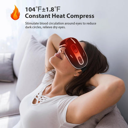 Eye Massager with Heat and Cooling for Migraine Dry Eyes Relief, Rechargeable Bluetooth Music Migraines Relief Eye Massager Improve Sleeping Gifts for Women Men
