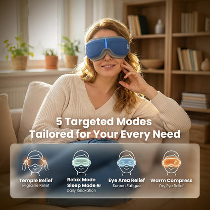 BOB AND BRAD Eye Massager with Heat FSA Eligible HSA, Birthday Gifts for Women Men Mom, Heated Eye Mask for Migraines with Music, Smart Migraine Massager for Dry Eyes Relief & Improve Sleep