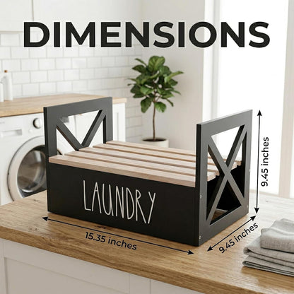 Detergent Holder for Laundry Room, Farmhouse Detergent Dispenser, Liquid Soap Storage Organization, Detergent Stand with Drip Catcher Drip Tray Measuring Cup, Laundry Station Organizer, Black