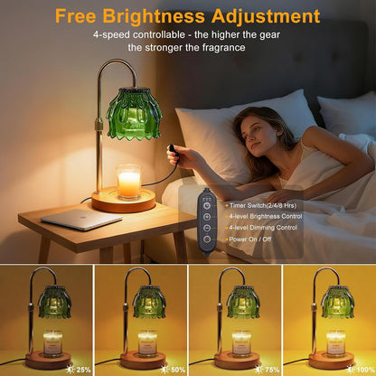 Candle Warmer Lamp with Timer & Dimmer, Birthday Gifts for Women Mom, 4-Level Dimmable Flower Heat Lamp for Jar Candles, Adjustable Height, House Warming Gifts, Home Decor (Purple