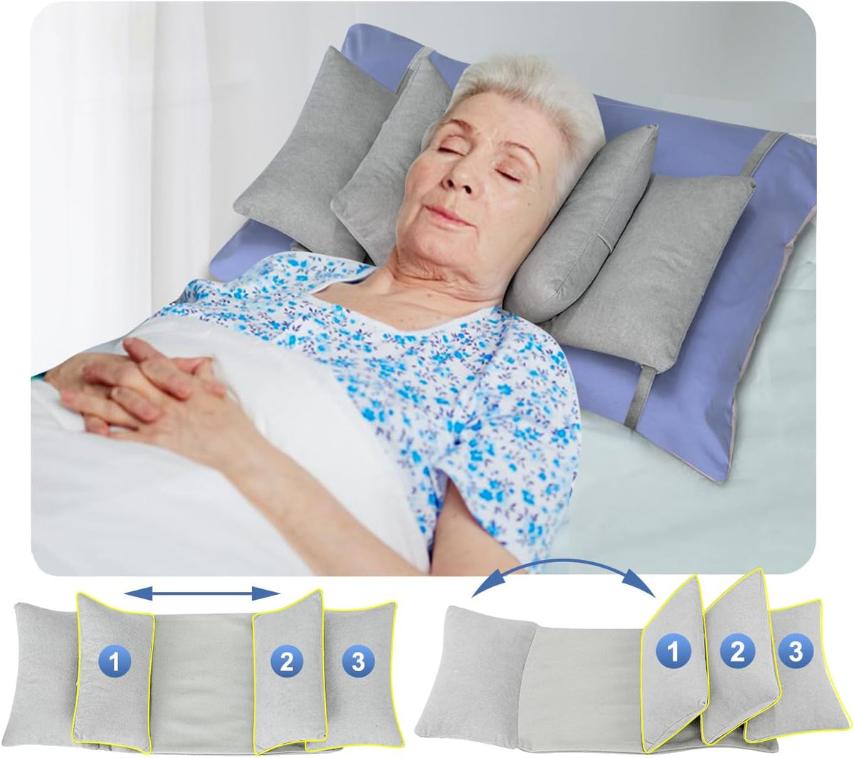 Head Stabilizer, Head Support Pillow for Elderly – Back Sleeping Aid for Post Surgery Recovery, Recliner & Wheelchair Headrest Cushion, Adjustable Neck Cradle (Grey)
