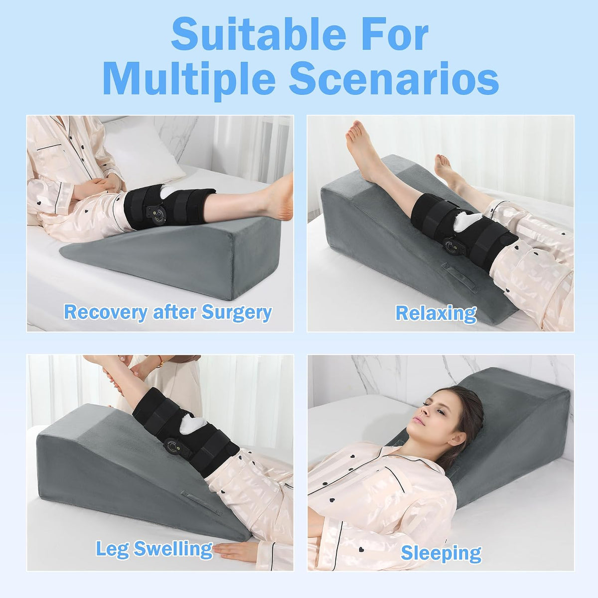 ROYALAY Leg Elevation Pillows for After Surgery, Knee Surgery Recovery Equipment with Handle, Leg Lifter Blood Circulation, Knee Replacement Recovery Aids for Hip Foot Ankle, Single
