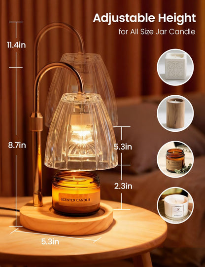 Candle Warmer Lamp with Timer Dimmable Candle Warmer Birthday Gifts for Women Mom Sister, House Warming Gifts New Home Room Decor, Height Adjustable Wax Melts Warmer for Jar Candles