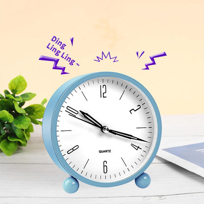 pxy Loud Alarm Clock for Heavy Sleepers 3D Dial Battery Operated (Battery Include), 4" Super Silent Analog Alarm Clock for Kids with Night Light PT260 Silver OrangePT505 Green White