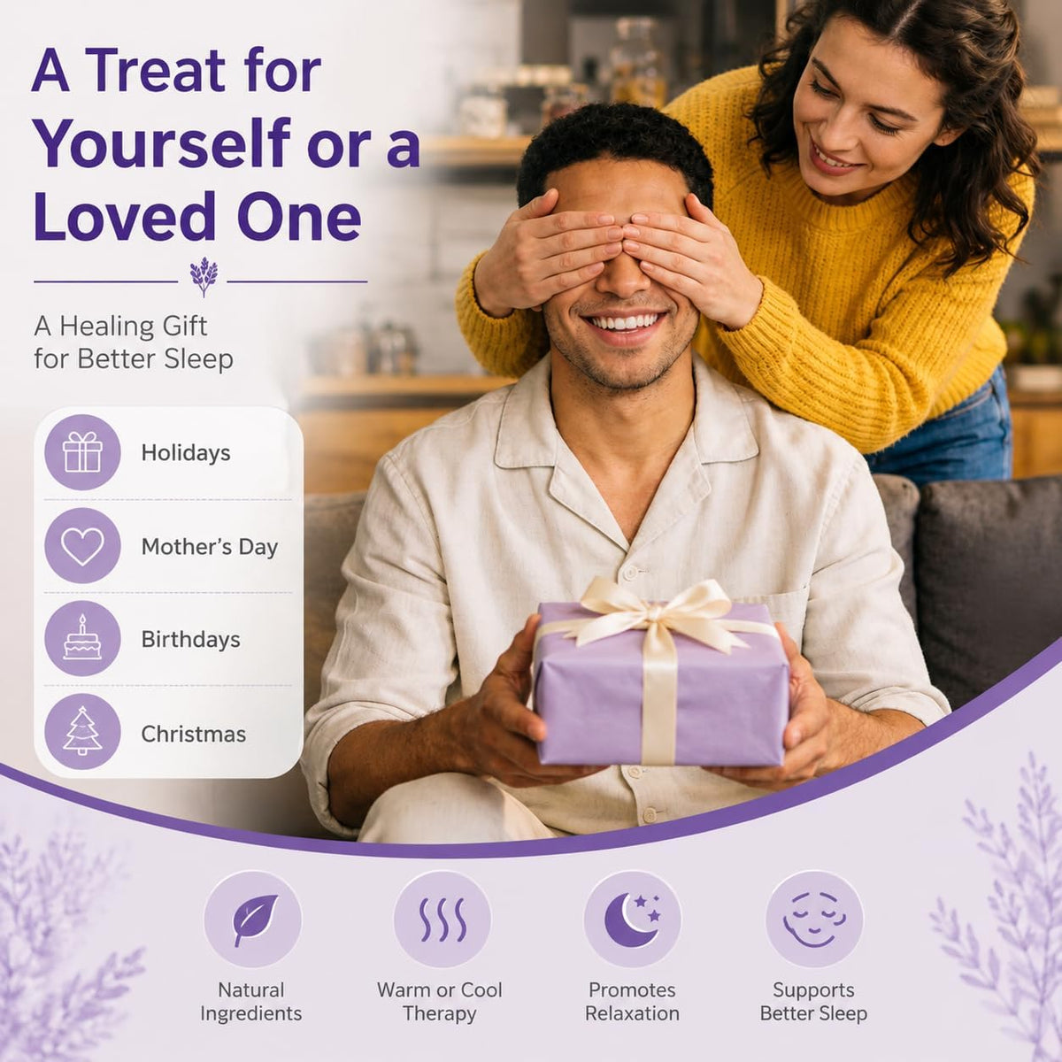 Lavender Weighted Eye Pillow with Washable Linen Cover