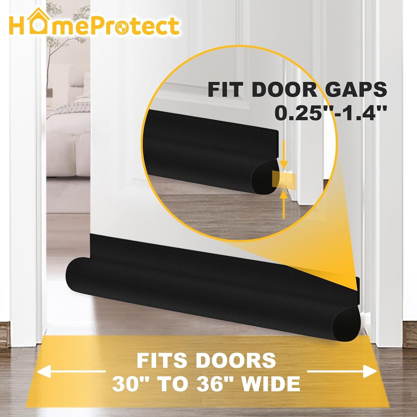 HomeProtect Door Draft Stopper Weather Stripping Door Seal Under Door Sweep Block Cold Air Gaps Front Soundproof Draft Blocker for Bottom of Door Suitable for Interior/Exterior,White