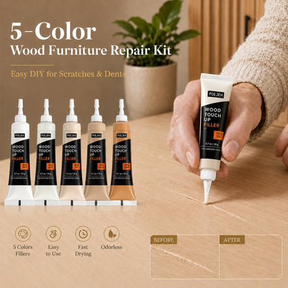 10 Color Wood Repair Kit Blendable Anti-Crack Furniture Restore Set | Full Tool & Color Chart, Strong Adhesion, Repairs Floor Cabinet Wood Surfaces, Practical Housewarming DIY Gift Kit
