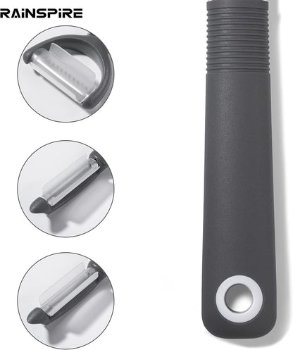 Rainspire 3-Piece Peeler Set, Premium Swivel Vegetable Peeler, Kitchen Gadgets Apple Peeler Potato Peeler Veggie Peeler Fruit Peeler, Dishwasher Safe Kitchen Accessories, Grey