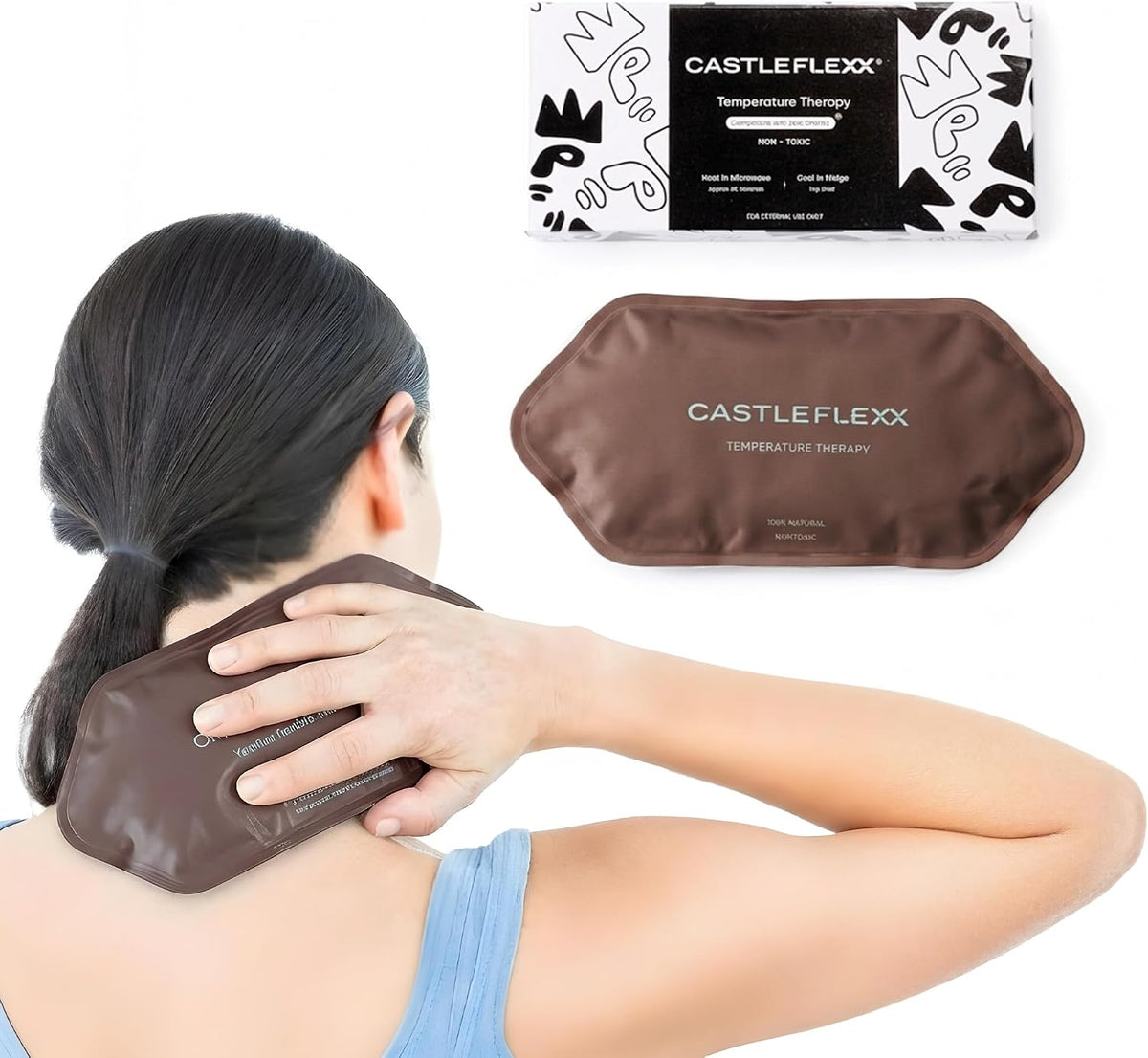 CastleFlexx Dual Hot & Cold Therapy Packs | Gel-Free, Flexible & Reusable for Neck, Shoulders, Joints & Muscles | Microwave & Freezer Safe | Ideal for Daily Relief - Earth