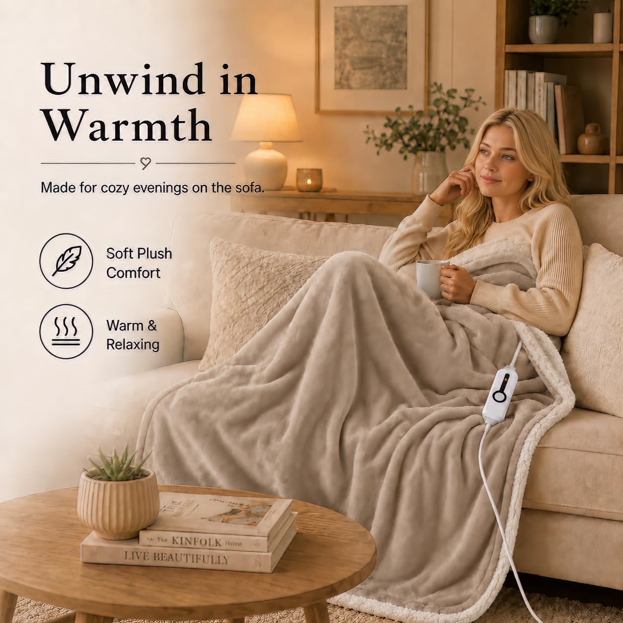Electric Heated Blanket Full Size 72"x84" – Light Gray | ETL for Safe Overnight, 4 Heat Settings & 10H Auto Off, Dual-Sided Microplush Sherpa for Home Night, Machine washable