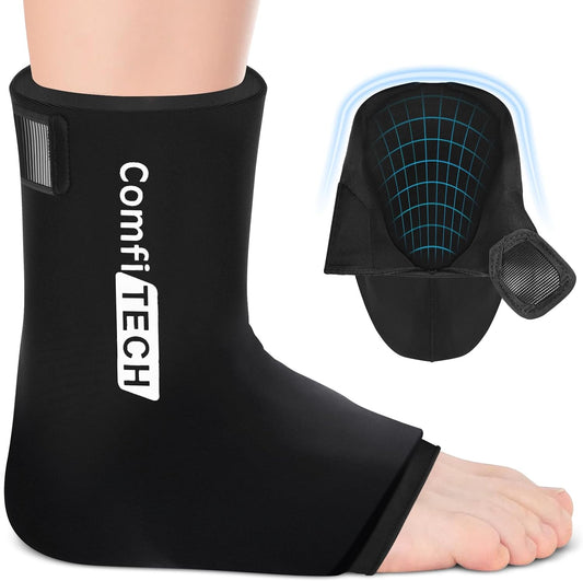 ComfiTECH Ankle Ice Pack Wrap, Large Opening Gel Pad for Foot & Heel, XL