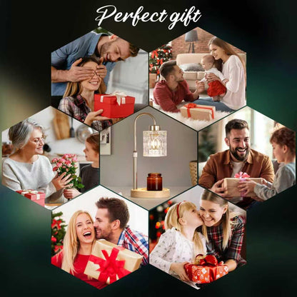 Candle Warmer Lamp with Timer and Dimmer,Electric Gold Light Gifts for Women Melt Wax Warmer Lamp with 2 Bulbs for Candle Jars House Warming New Home Decor Bedroom