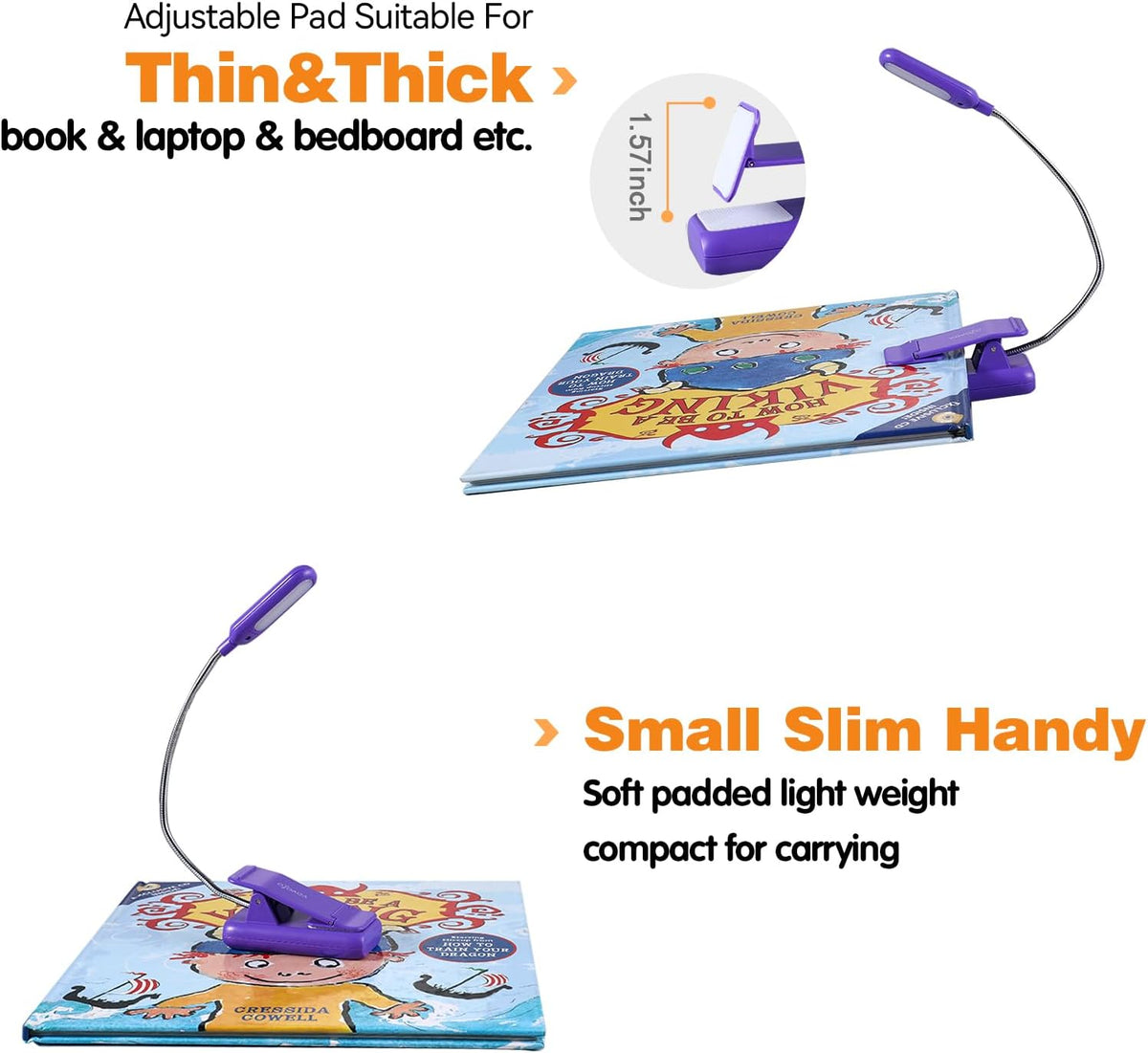 VAVOFO Rechargeable Reading Light, Clip on Book Light for Reading in Bed