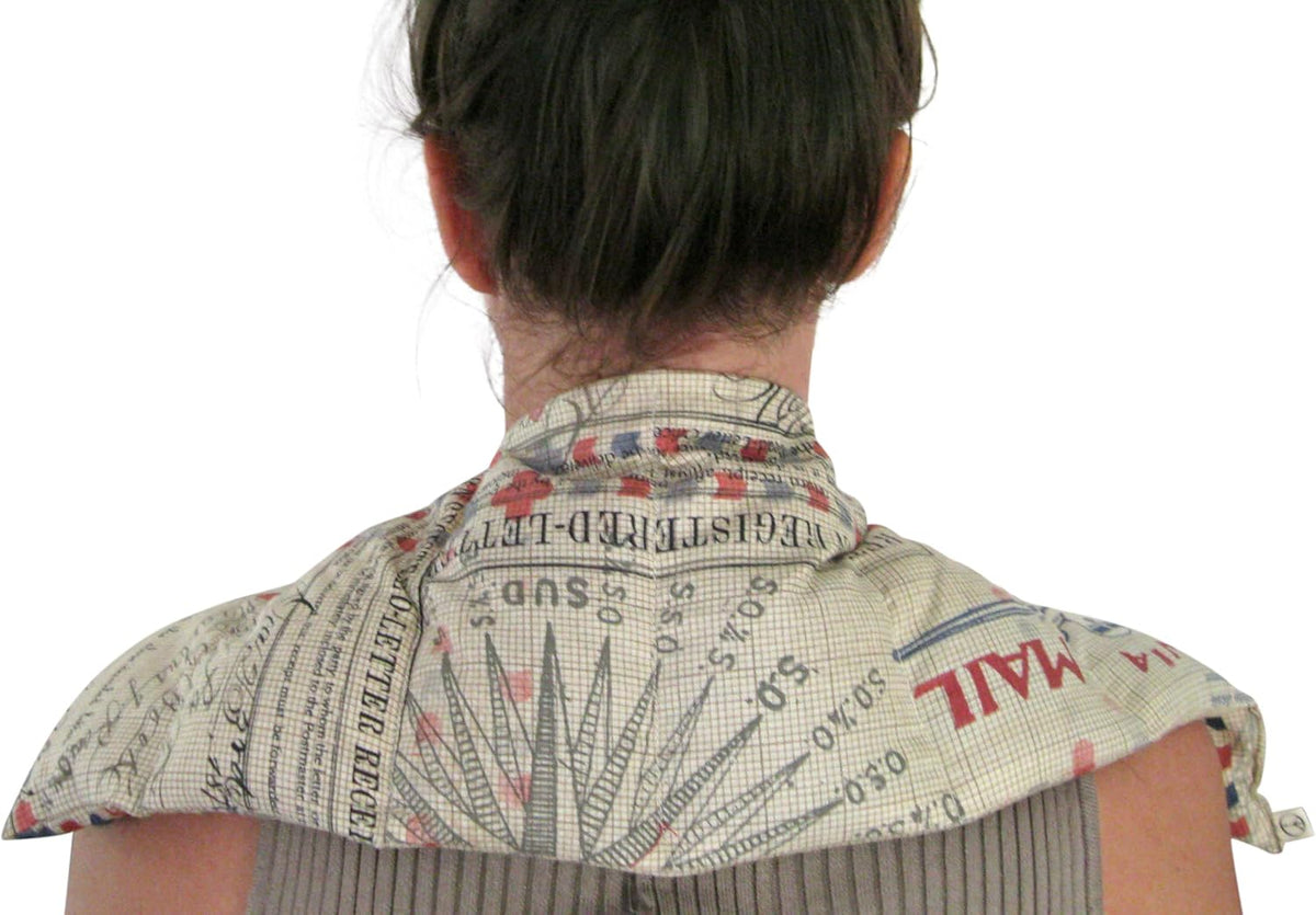Microwavable LOVEwrap Neck & Shoulder wrap - Unscented 6 x 24 - Flax Seed - Soothes Muscle Ache Pain Relief - Natural Soft Cotton - Warming Muscle Relaxation- Flowers Black