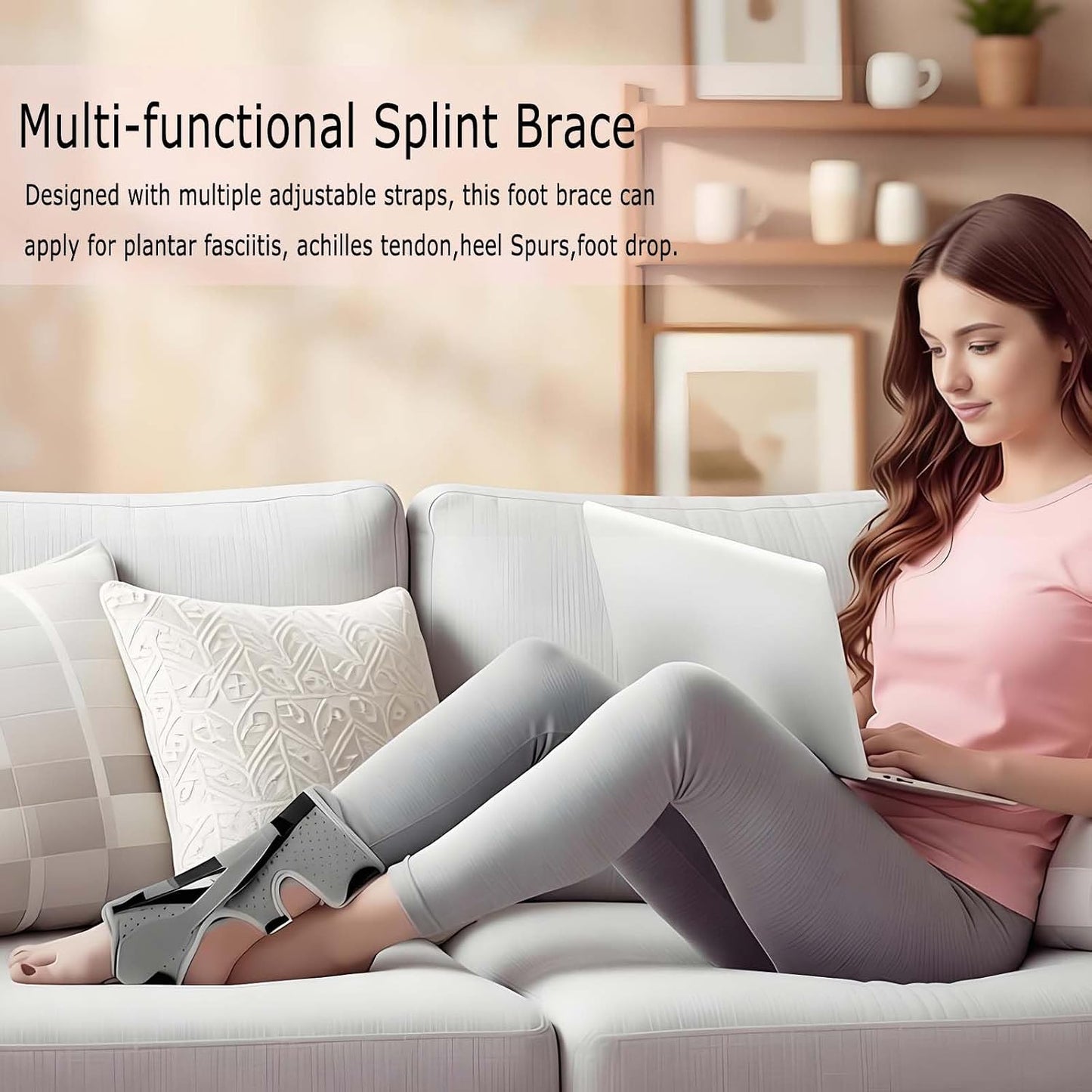 2026 Upgrade Plantar Fasciitis Night Splint for Men Women, Adjustable Achilles Tendonitis Brace Relief Foot Drop Brace for Sleeping, Heel Spur Calf Stretcher Dorsal Support Boot