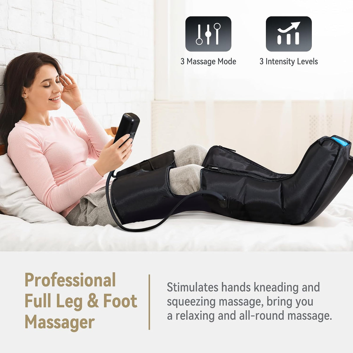 FIT KING Leg Compression Massager with Heat for Circulation and Pain Relief