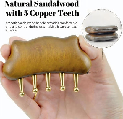 Sandalwood Wide Tooth Hair Growth Meridian Massage Comb 5 Copper
