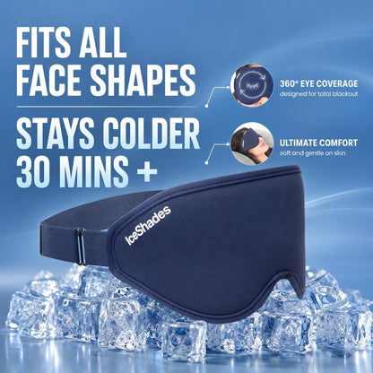IceShades Cooling Gel Eye Mask for Migraine & Hangover Relief, Blue