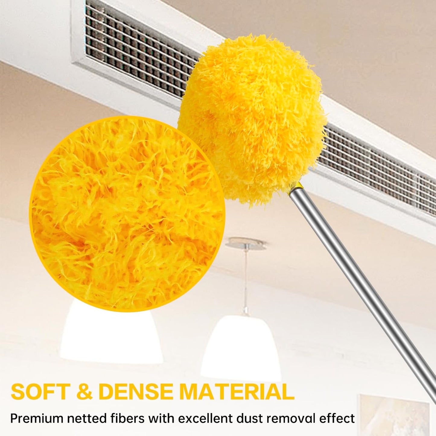 Ceiling Fan Cleaner Duster Reusable Microfiber Ceiling Fan Blade Cleaner Removable Duster with Extension Pole Adjusts 13 to 49.7 Inch for Cleaning Walls Bookshelves Furniture Door Window Top (Blue)