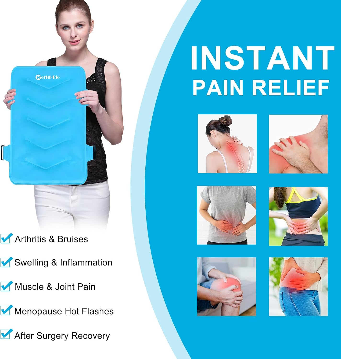 Neck and Shoulder Ice Pack for Pain Relief, Extra-Large Reusable Hot & Cold Gel Wrap, Therapy for Rotator Cuff, Muscle Spasms, Swelling, Surgery Recovery – Long-Lasting Cold Compress