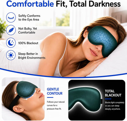 Cooling Sleep Mask with Mulberry Silk Surface & Removable Gel Pack