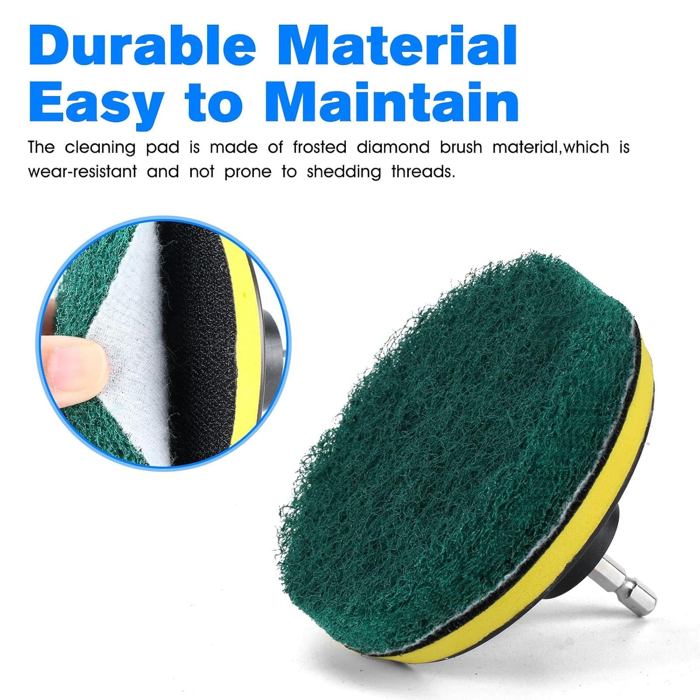 4" Drill Brush Scouring Pads Set, 4Red 4Green + Attachment & Shaft for Tile | 4-Inch Scrub Drill Brush Pads Set: 4 Red, 4 Green Pads, Drill Attachment & Shaft. For Kitchen, Bath, Tile, Glass, Porcelain