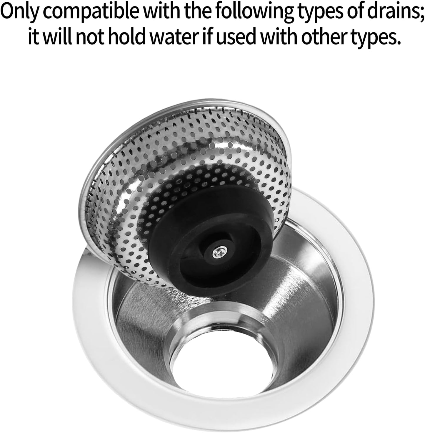 Kitchen Sink Stainless Steel Basket Strainer Replacement with Flat Bottom Rubber Stopper, 3.25 Inch, Indoor and Outdoor Kitchen Sink Strainer