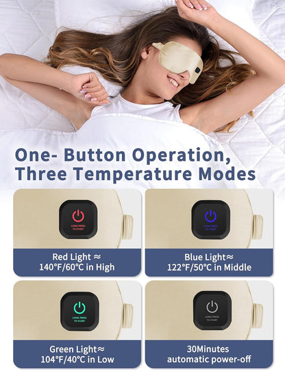 Dearan Upgraded 3 Temperature Modes Silk Heated Eye Mask Cordless,Rechargeable Warm Eye Heating Pad No Pressure for Dry Eyes, Sleep Eye Mask Christmas Gift for Men Women
