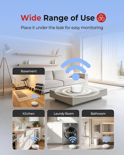Heiman Water Leak Detector, 3 Pack Water Sensor Alarm for Home,with Gateway | 10-Year Battery-Powered Smart WIFI Water Alarm Flood Sensor for Home/Basement/Sump Pump,Real-Time App Alert and Sound Alarm