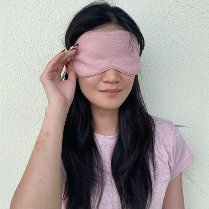 Eye mask Pure Linen Sleep Mask with Elastic Band, No Pressure On Eyes,Side Sleeper Eye Cover Organic Cotton Core Blindfold,Napping & Yoga Travel Essentials (Natural)