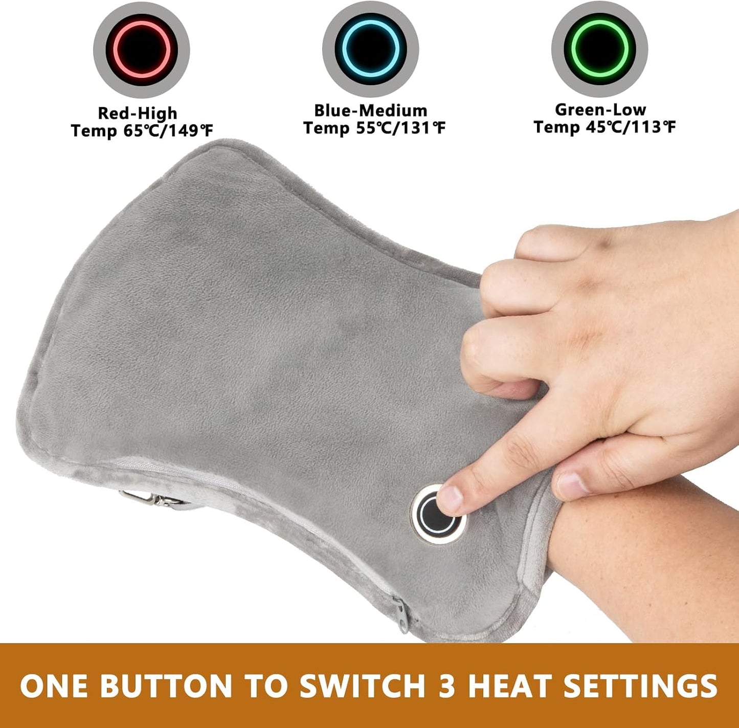 Hand Warmers Rechargeable, 10000mAh Electric Heated Gloves Portable Graphene Handwarmers Pouch with 3 Levels & Double-Sided Heating for Hunting Camping Golf Xmas Gifts for Women Men