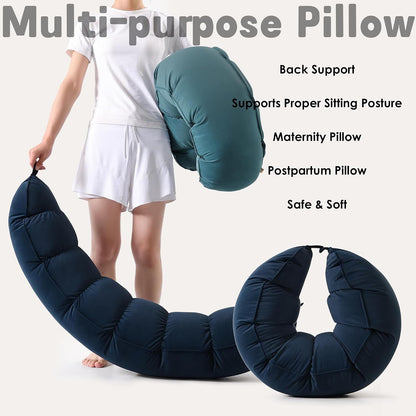 Peallow(Pat. Pend) – Long Round Body Pillow for Adults, Bolster Pillow for Sleeping, Soft and Supportive Pillow for Sleeping & Lumbar Support (Green-White, 29.5")