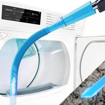 Dryer Vent Cleaner Kit - Flexible Dryer Lint Vacuum Hose Attachment | Lint Remover Compatible with All Vacuum Cleaner Laundry Room (Blue)
