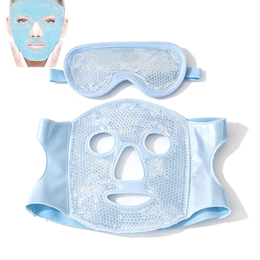 Cold and hot gel bead comprehensive facial mask is applicable to ,facial skin pulling, plastic surgery and laser surgery to restore puffiness, swelling, dark eye circles and headache (Purple)
