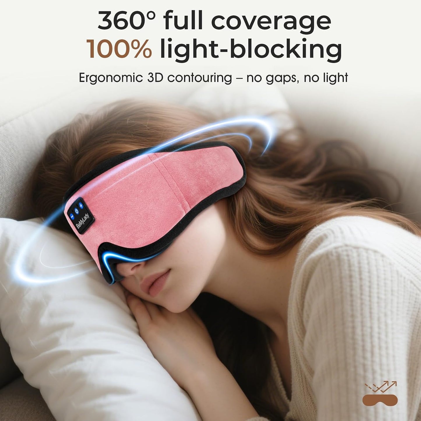 3D Bamboo Cotton Sleep Mask with Bluetooth 5.4 Headphone, Music Wireless Bluetooth Blackout Eye Mask for Side Sleepers, Earphones HD Speaker Microphone for Travel, Gifts for Women Men, Grey