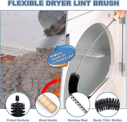 2Pcs Dryer Vent Cleaner Kit, Lint Brush & Universal Vacuum Hose Blue | Universal Flexible Hose Without Whistling Noise | Reach Deep Traps - Remove Hidden Lint, Speed Drying & Reduce Fire Risk