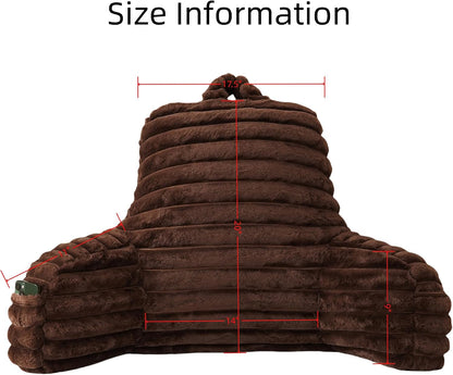 Large Reading Pillow for Adults, Back Support Pillow for Sitting Up in Bed with Arms, Couch for Lounging Bedrest, Pink