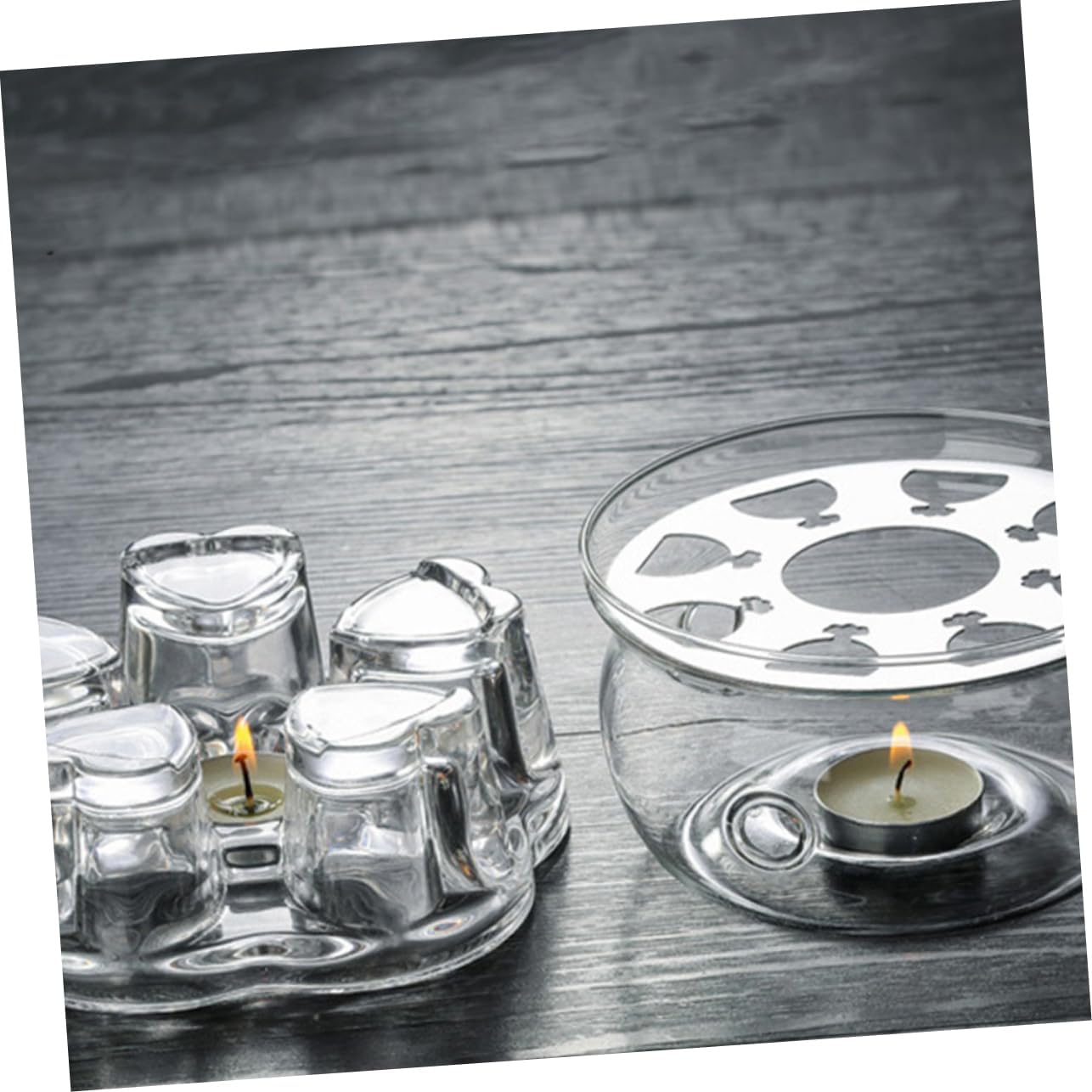 LABRIMP Heart-Shaped Glass Base for Teapot Stylish Insulated Heating Design for Warm Tea Multi-Functional Candle Holder Safe and Elegant Accessory