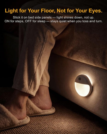 Small Motion Sensor Amber Night Light Battery Operated, Toilet Light | 2 Pack, 3 Modes, Dimmable 1-15lm, Dim Light Soft Glow, No Plug, Wireless Stick on Light for Bedroom, Sleep, Bathroom, Kids