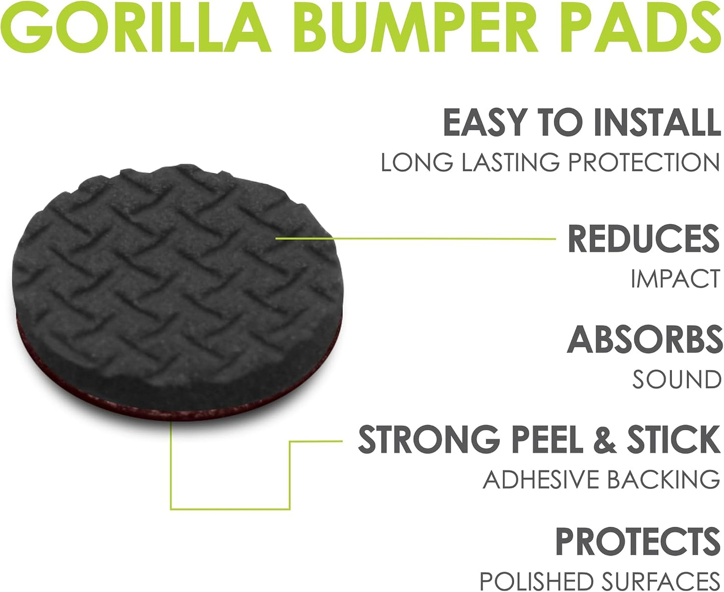 Slipstick GorillaPads CB147 Non Slip Furniture Pads/Gripper Feet (Set of 16) Self Adhesive Rubber Floor Protectors, 1 inch Round, Black