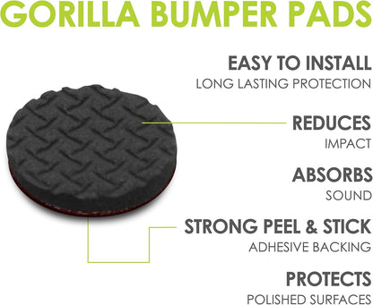 Slipstick GorillaPads CB147 Non Slip Furniture Pads/Gripper Feet (Set of 16) Self Adhesive Rubber Floor Protectors, 1 inch Round, Black