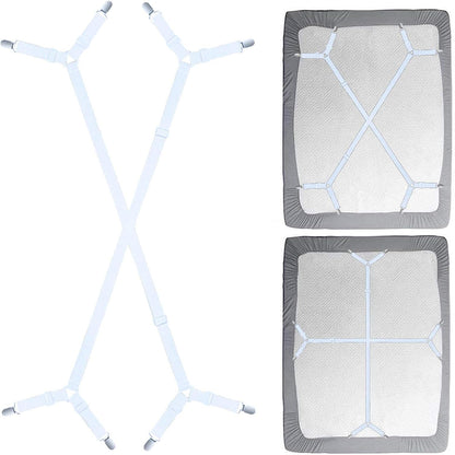 Bed Sheet Holder Straps - Sheet Straps Adjustable Bed Sheet Clips Fasteners Keep Sheets Stays in Place,2Pcs/Set Black