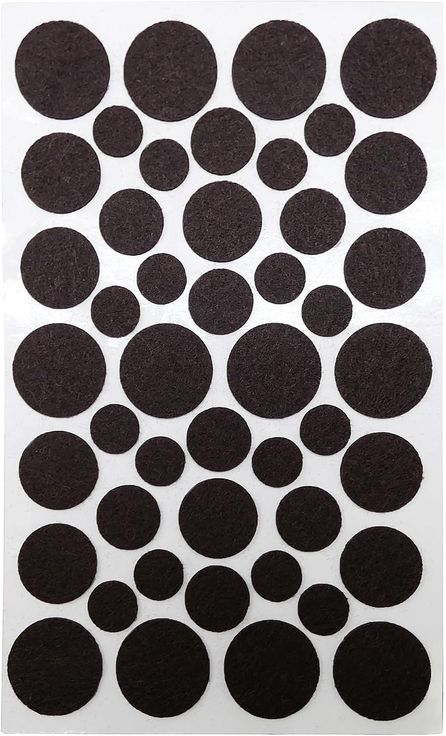 SoftTouch Assorted Size Round Mini Self-Stick Furniture Slider Felt Pads for Hard Surfaces, Noise-Reducing Adhesive Furniture Moving Pads for Beds, Sofas, Dressers, 46-Count, Brown