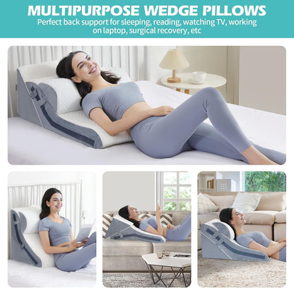 Simpledad Wedge Pillow for Sleeping, Orthopedic Bed Wedge Pillow Set