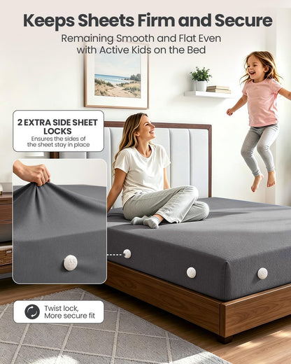 Bed Sheet Holders, Fitted Sheet Holder, 10 Twist-Locks, 360°Secure Fit