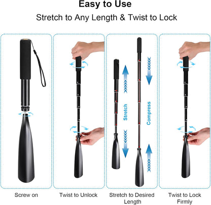 Mishell Shoe Horn Long Handle, Telescopic 16"-38", Sturdy Aluminium Alloy, Shoe Horn Long Handle For Seniors Men Women Kids, Shoehorn Long-handled for Boots, Long Shoe Horn For Men