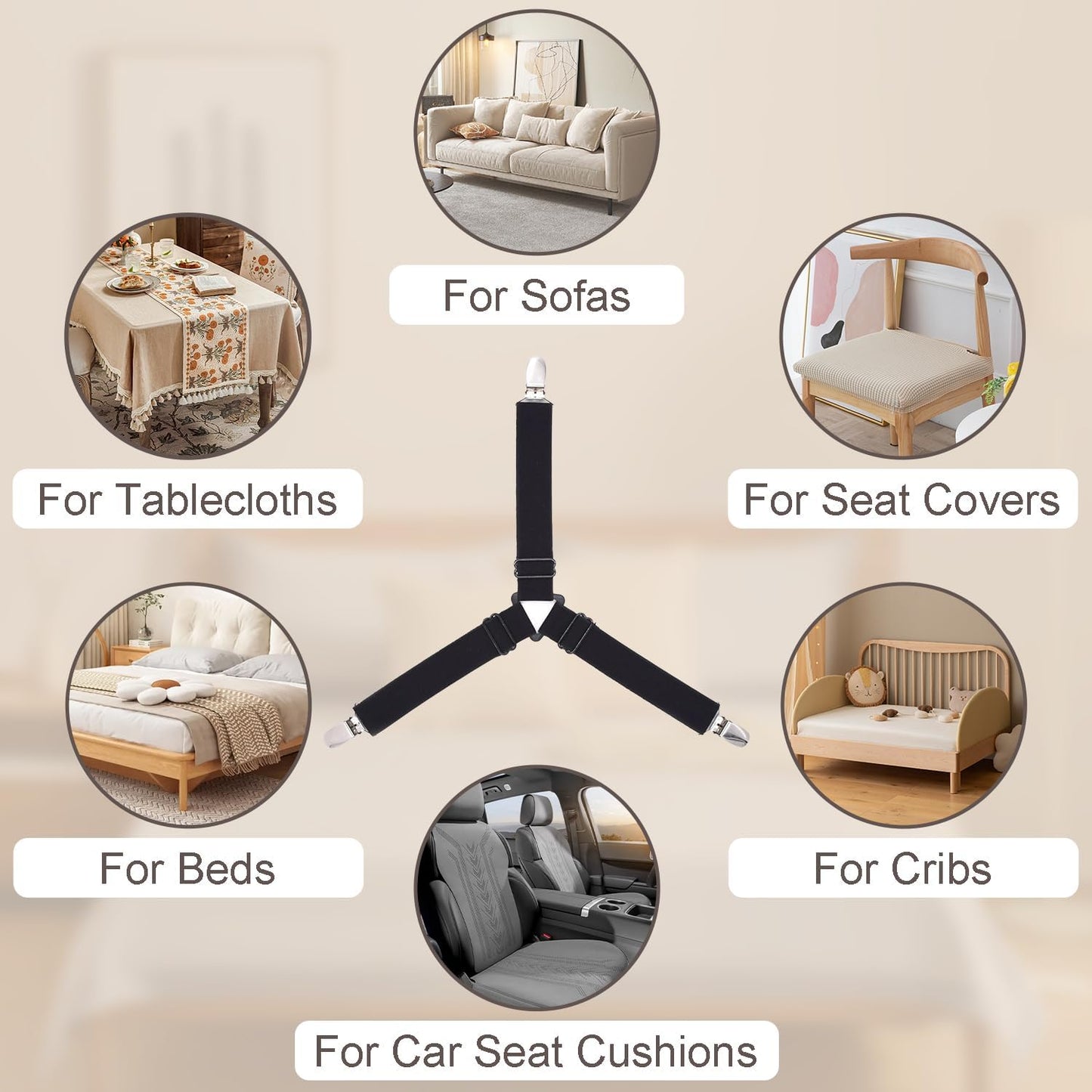 4 Pack Mattress Elastic Straps, Elastic Bed Sheet Holders for Corners Fitted Straps Clip Adjustable Bedsheet Grippers Mattress Sheet Corner Holders, Fitted Bedsheet Clip for Bedding Sofa Cover